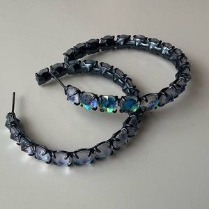 Kendra Scott Jolie Hoops in Navy Gunmetal/Dichroic Glass